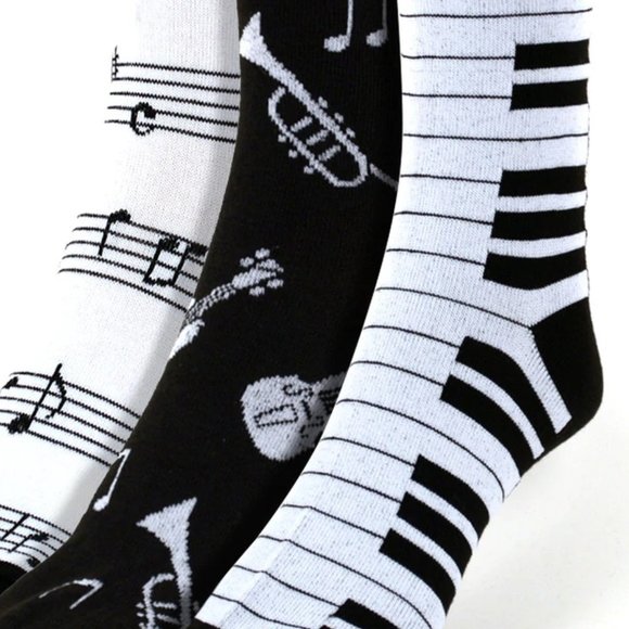 3 pairs Women's Music Theme Novelty Socks - Picture 2 of 2